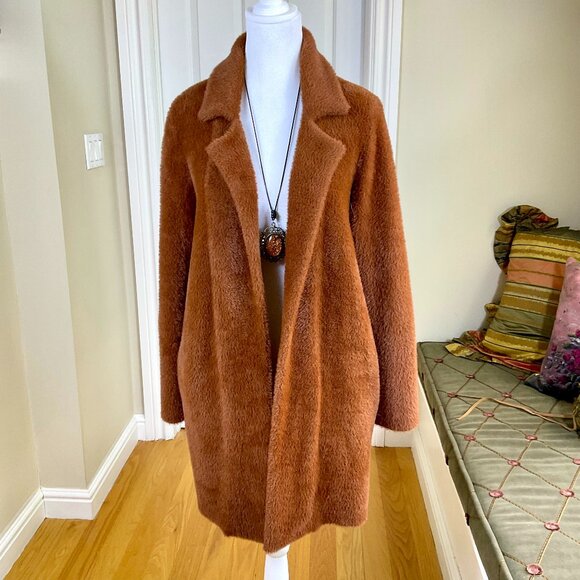 Liverpool Jacket Fuzzy Brown No Close Jacket Cardigan Chestnut Brown (S) - Picture 1 of 7